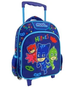 Σχολική Τσάντα Τρόλεϊ Νηπίου PJ Masks Heroes Must 2 Θήκες