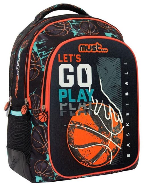Must Basketball Let S Go με 3 Θήκες Σχολική Τσάντα Πλάτης Δημοτικού σε Μωβ χρώμα Μ32 x Π18 x Υ43εκ