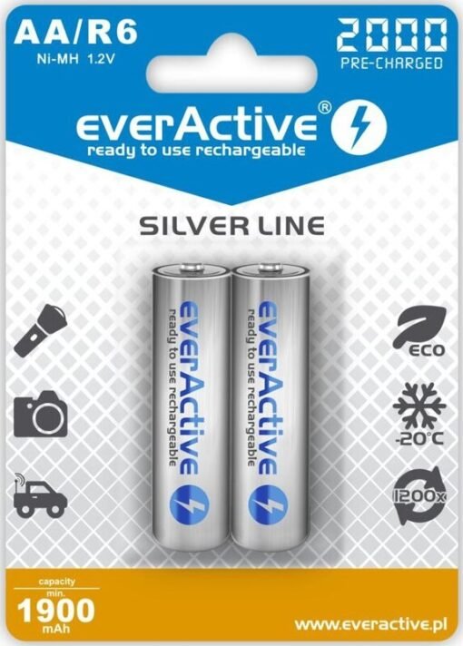 2 Μπαταρίες / blister HR6-AA 1900mAh EVERACTIVE Silver line