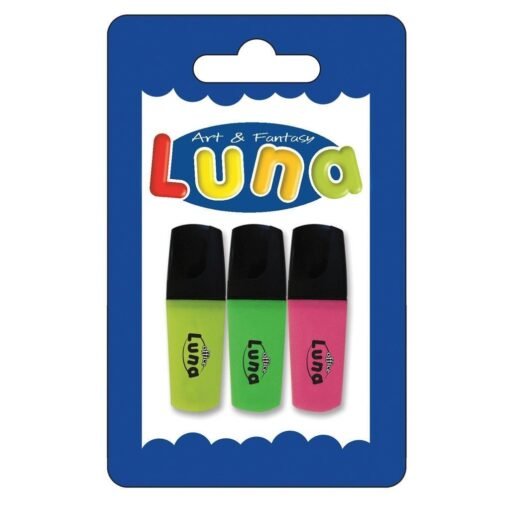 Μαρκαδόροι Mini Υπογράμμισης Luna 3 Χρώματα (Κίτρινο