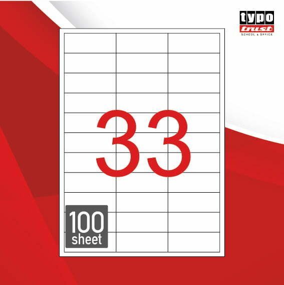 Typotrust 3300 Αυτοκόλλητες Ετικέτες Α4 Ορθογώνιες 70x25.4mm