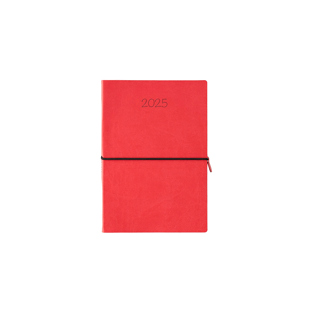 ΗΜΕΡΟΛΟΓΙΟ ΗΜΕΡΗΣΙΟ ΜΕ ΛΑΣΤΙΧΟ ΕΥΚΑΜΠΤΟ ΕΞΩΦΥΛΛΟ ΔΕΡΜΑΤΙΝΗ 14x21cm WIGGLY ΚΟΚΚΙΝΟ