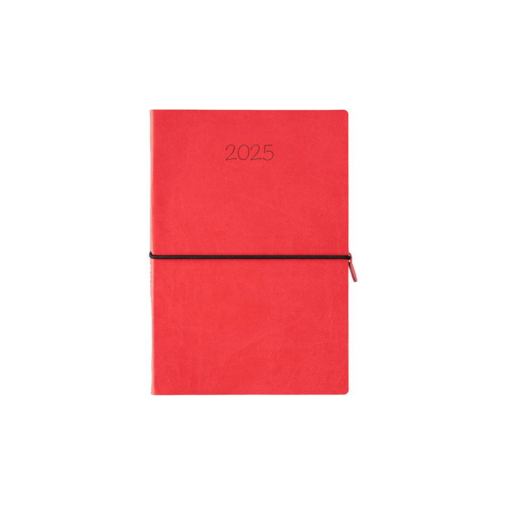 ΗΜΕΡΟΛΟΓΙΟ ΗΜΕΡΗΣΙΟ ΜΕ ΛΑΣΤΙΧΟ ΕΥΚΑΜΠΤΟ ΕΞΩΦΥΛΛΟ ΔΕΡΜΑΤΙΝΗ 17x24cm WIGGLY ΚΟΚΚΙΝΟ