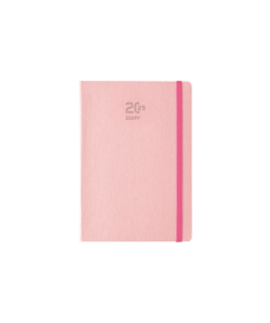 ΗΜΕΡΟΛΟΓΙΟ ΗΜΕΡΗΣΙΟ ΜΕ ΛΑΣΤΙΧΟ ΗΜΙΕΥΚΑΜΠΤΟ ΕΞΩΦΥΛΛΟ ΔΕΡΜΑΤΙΝΗ 14x21cm LINIO ΡΟΖ