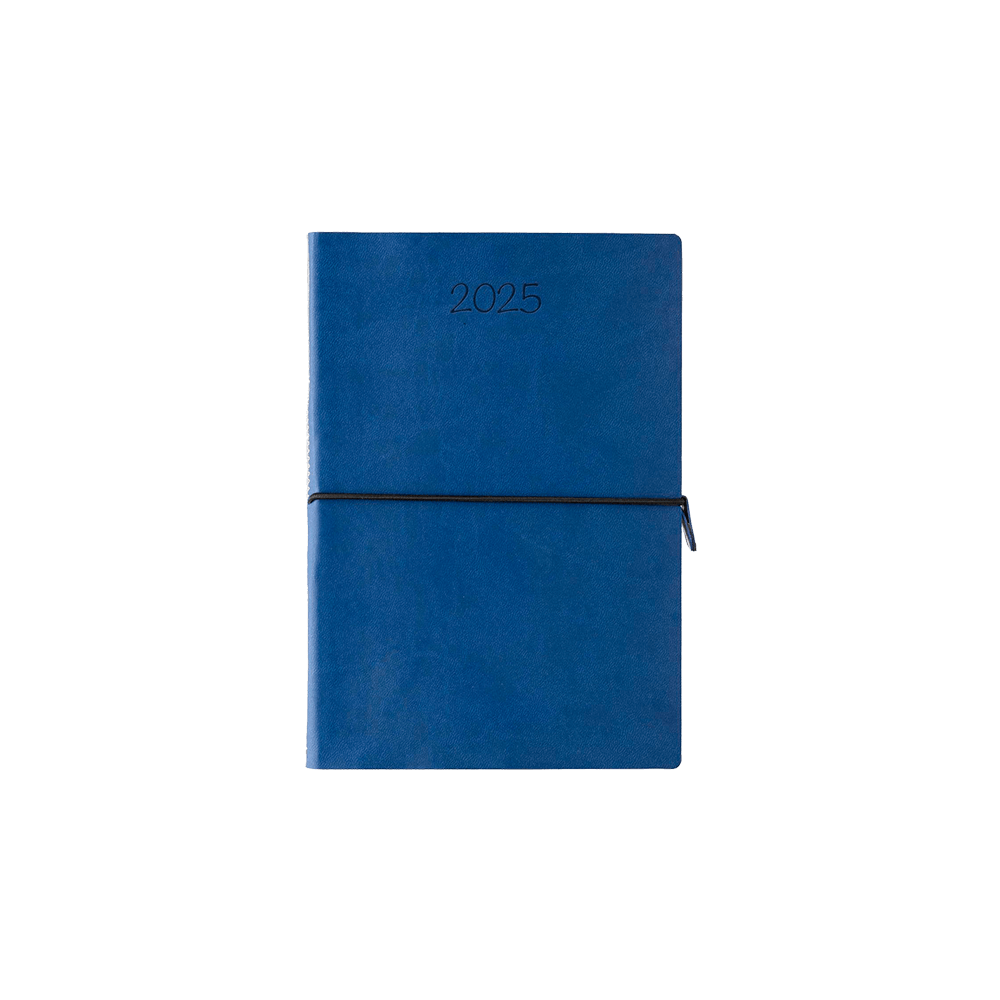 ΗΜΕΡΟΛΟΓΙΟ ΗΜΕΡΗΣΙΟ ΜΕ ΛΑΣΤΙΧΟ ΕΥΚΑΜΠΤΟ ΕΞΩΦΥΛΛΟ ΔΕΡΜΑΤΙΝΗ 17x24cm WIGGLY ΜΠΛΕ ΣΚΟΥΡΟ