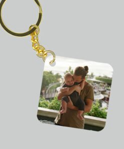 Μπρελόκ με Φωτογραφία - Τετράγωνο μεταλλικό διπλής όψης